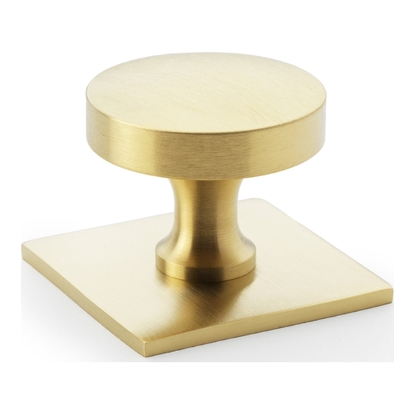 AW835-38-SBPVD • Satin Brass • Alexander & Wilks Bullion Cupboard Knob on Square Backplate